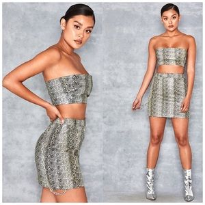 Vegan Leather Green Chance Snake Print Ski…